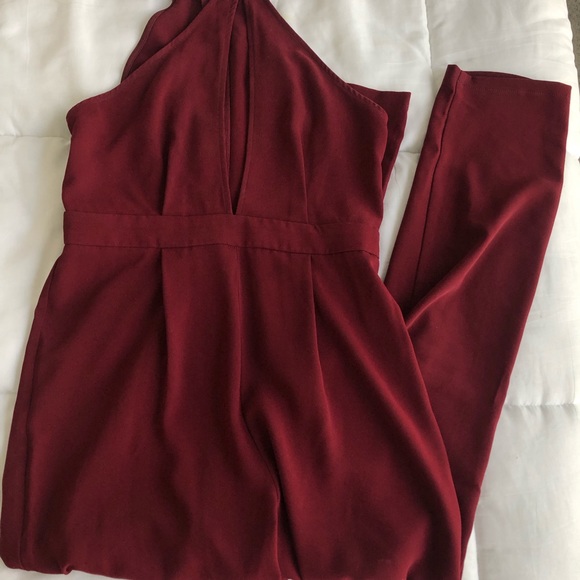 Red open front jumpsuit size M - Picture 2 of 5